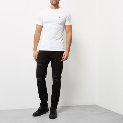 White logo muscle fit T-shirt